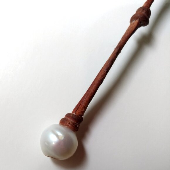 Wendy Mignot "Om Woman" Pearl and Leather Bracelet Yoga Meditation Jewelry - Picture 7 of 9